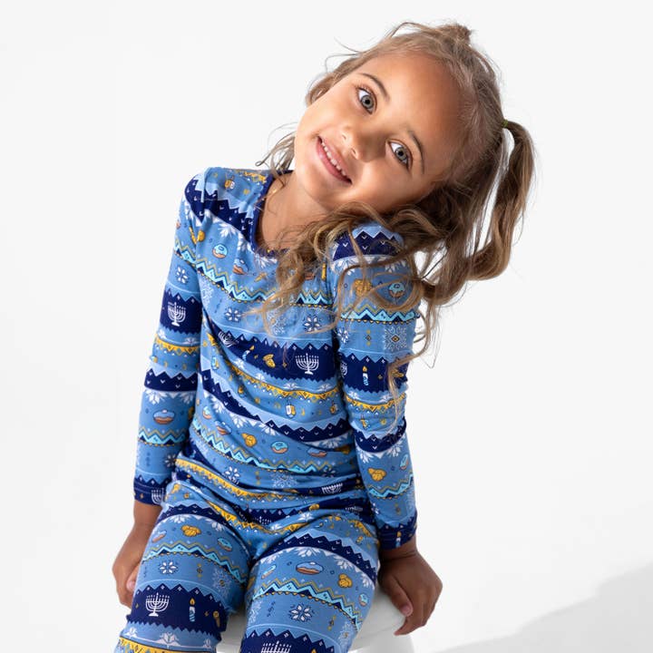 Hanukkah Fair Isle Bambus Kinderpyjamas für den Großhandel von Bellabu Bear
