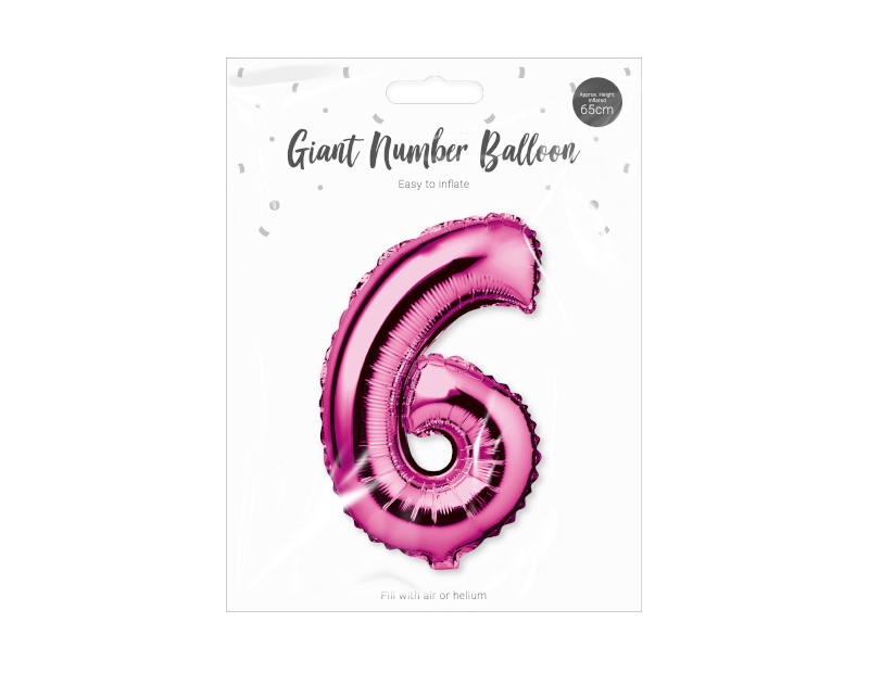 360Direct - Wholesale Balloon - Pink Foil Number Balloon 65cm6