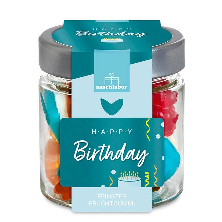 Fruktgummi Grattis på födelsedagen 120g för wholesale av naschlabor GmbH