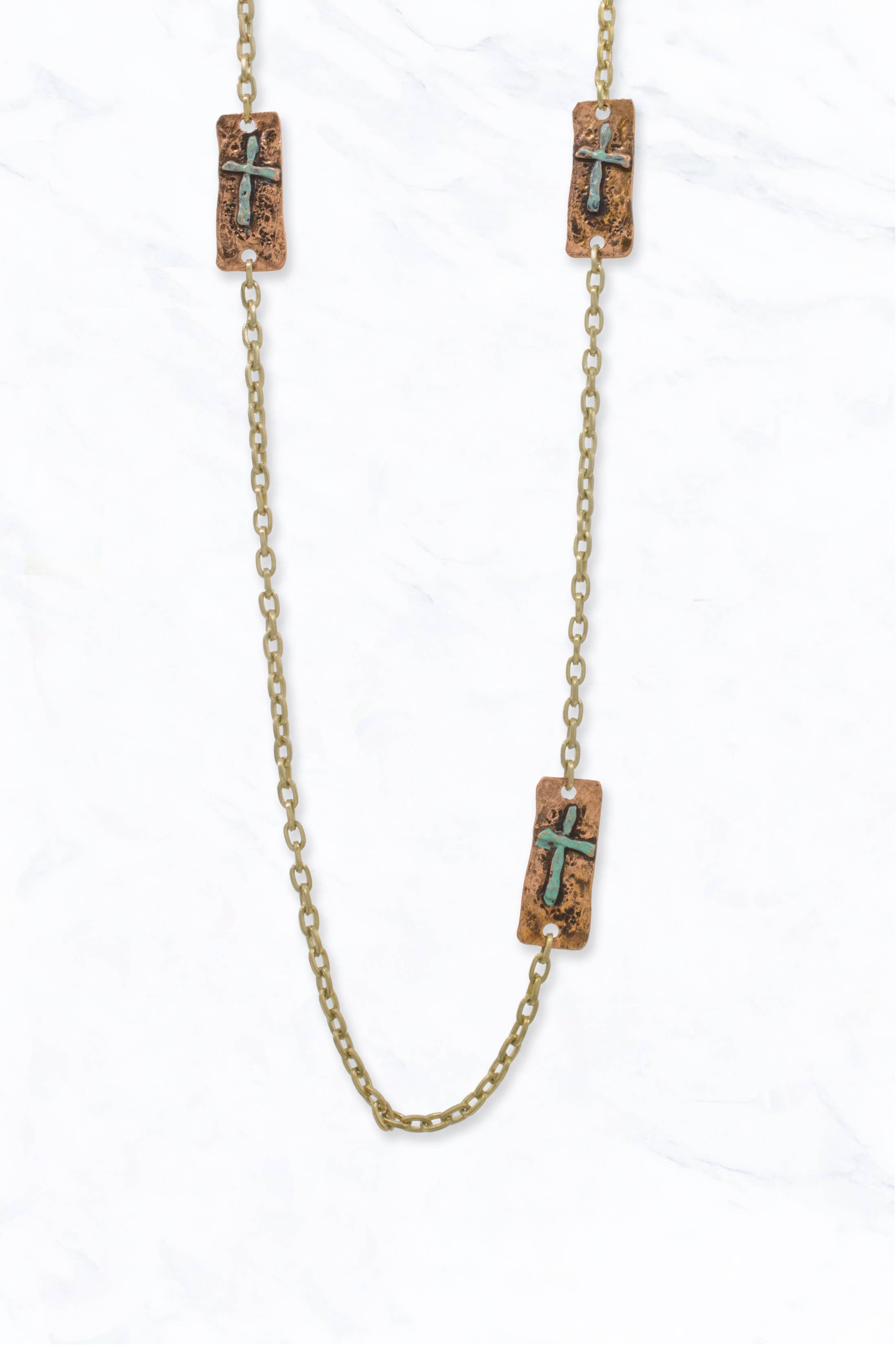 Suzie Q USA - Wholesale Pendant/Charm Necklace - Metal Cross Plate Necklace