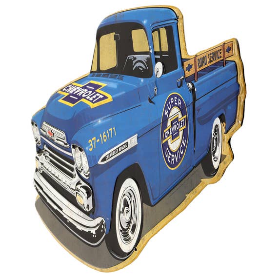 Open Road Brands, LLC - Wholesale Sign - Chevrolet Service Truck Embossed Tin Sign1