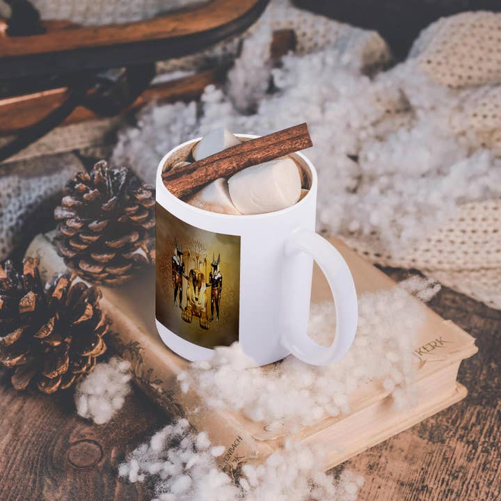 3dRose - Wholesale Coffee Mug - 3dRose, Anubis the Egyptian god on golden background, Mug11