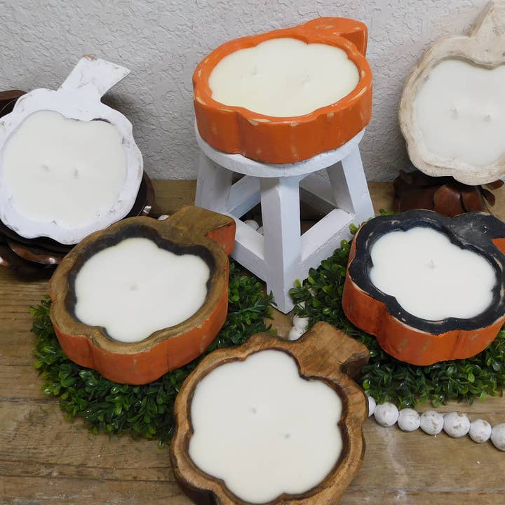 My Amigos Imports - Wholesale Candle Holder - Pumpkin-Small-Candle Ready-Original Design-6x8 inches25