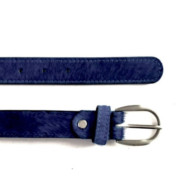 Navy Blue Hair-On-Hide Womens Leather Belt for wholesale by Hydestyle London