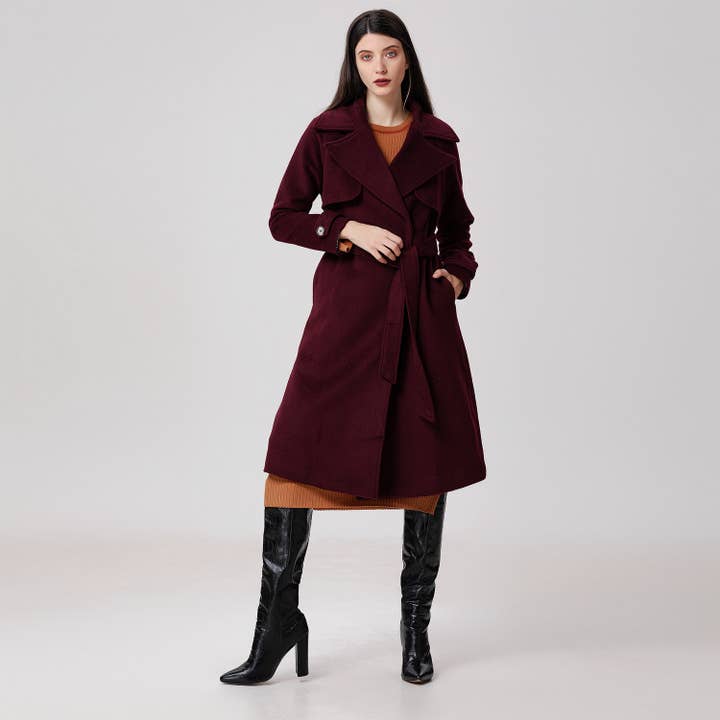 Smart and Joy - Wholesale Trench Coat - Women's - Wool coat with wide shutters22