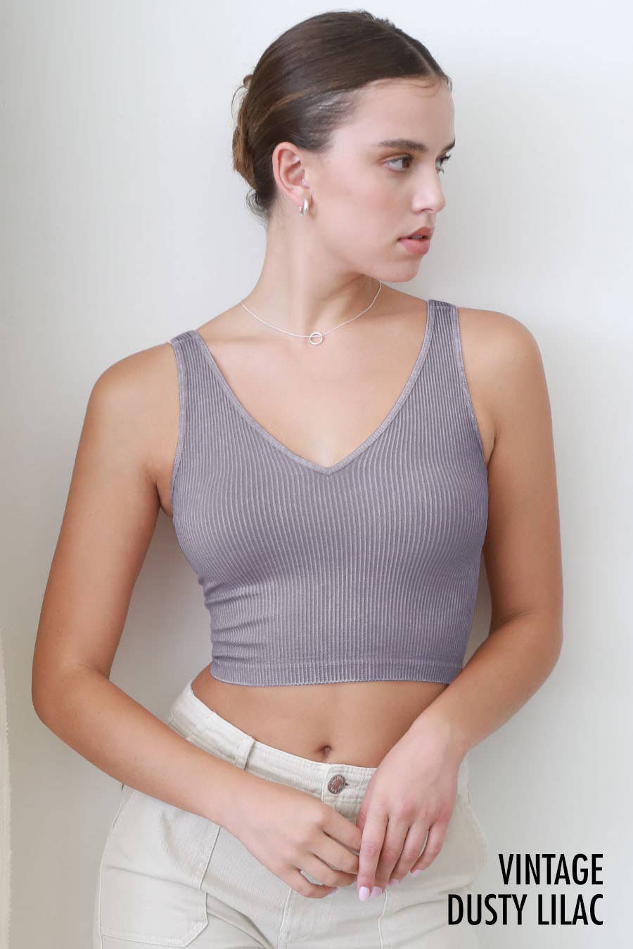 NIKIBIKI - Venta al por mayor Jersey corto de punto - Mujer - NS7634 - Top de cuello en V vintage7