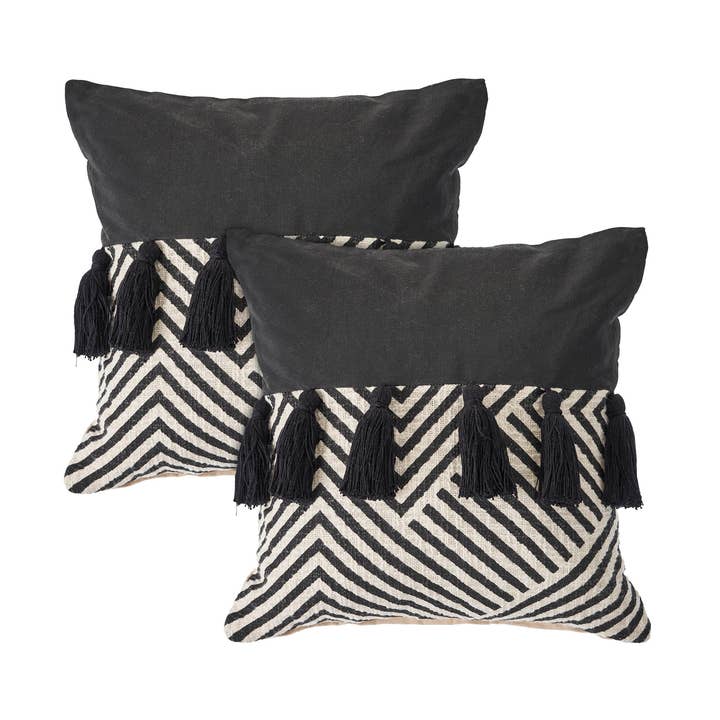 Coussin en coton à chevrons noir/blanc Elevate, lot de 2 pour la vente par LR Home