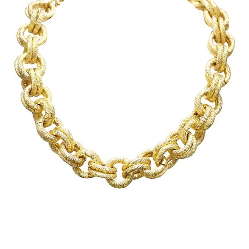 AMORINO SRL - Wholesale Link & Chain Necklace - DOUBLE CIRCLE LINK CHUNKY CHAIN CHOKER NECKLACE2