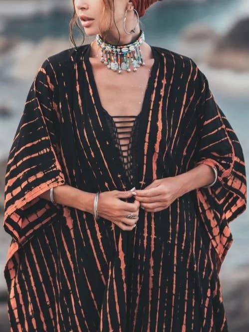 Kimono lungo Tie-Dye in rayon premium, confezione da 10 per la vendita all'ingrosso da parte di Kinomy