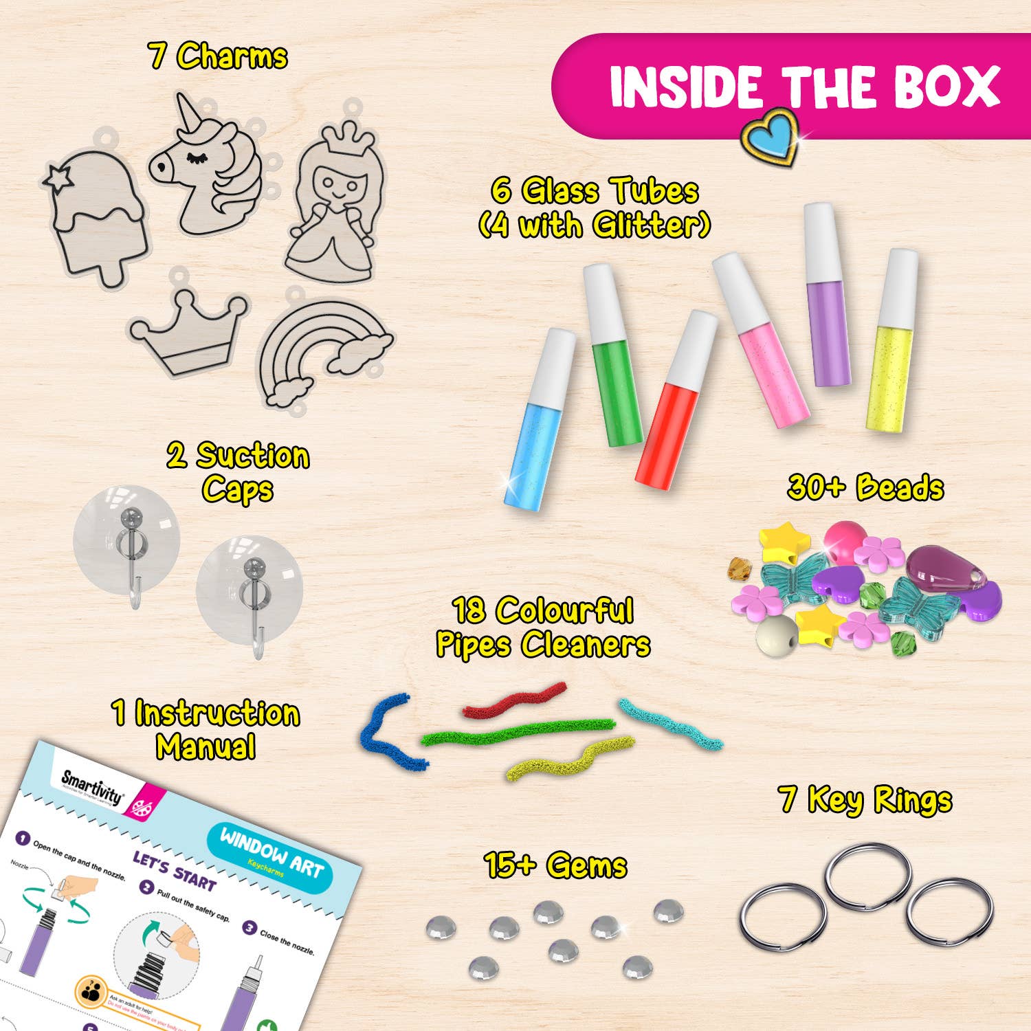 Smartivity INC - Wholesale DIY Craft Kit - Kids - Window Art Keycharms1