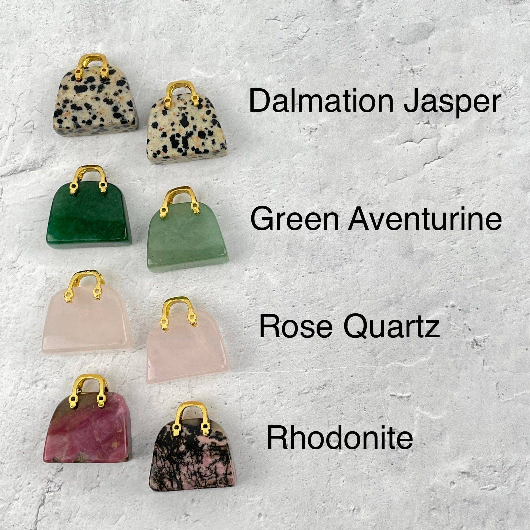 Rock Paradise - Wholesale Decorative Tabletop Object - Crystal Gemstone Purses with Gold Tone Handles5