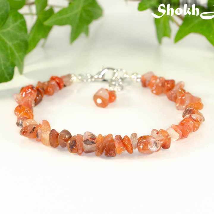Raw Carnelian Crystal Chip Bracelet for wholesale by Shokh Jewelry