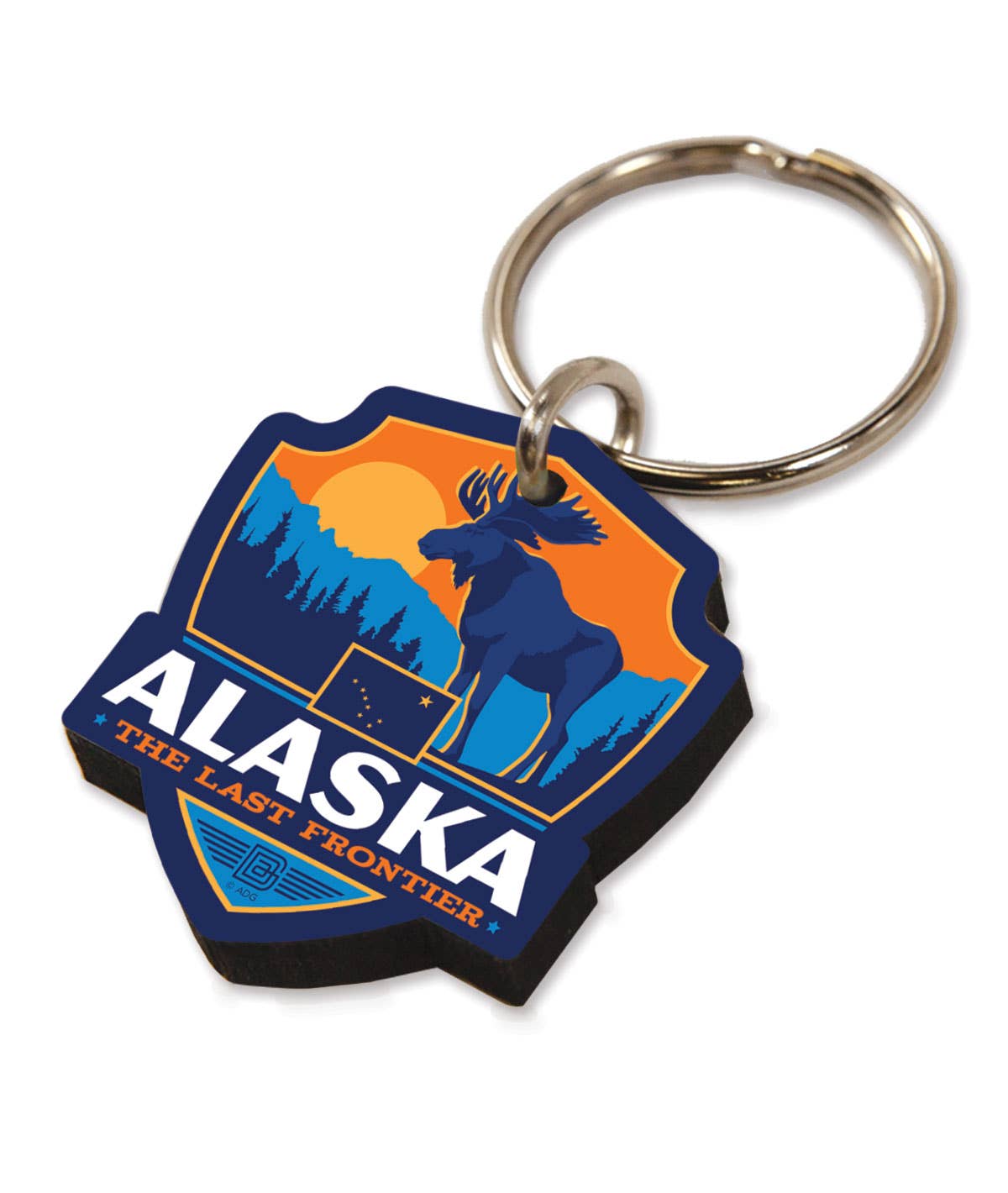 Tourist Courts - Wholesale Keychain - Unisex - AK State Pride Emblem Wooden Key Ring1