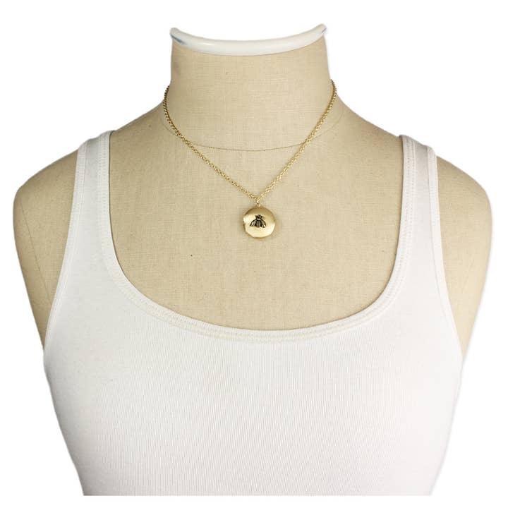 ZAD - Wholesale Locket Necklace - All the Buzz Gold Bee Locket Necklace