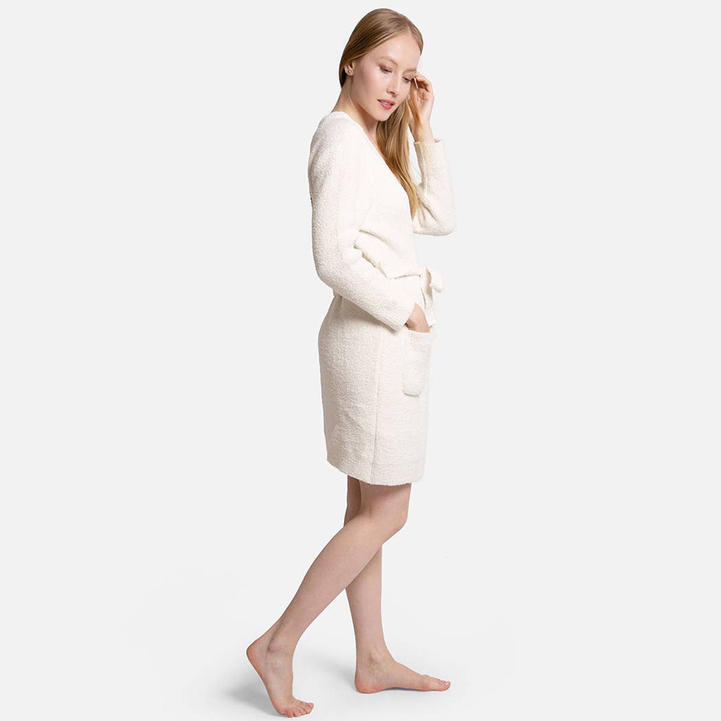 Fashion City - Venta al por mayor Bata - Mujer - Bata suave de color sólido con cara feliz3