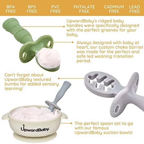 UpwardBaby Silicone Dip Spoons for Stage 1 Self Feeding - Set of 3 for wholesale by UpwardBaby