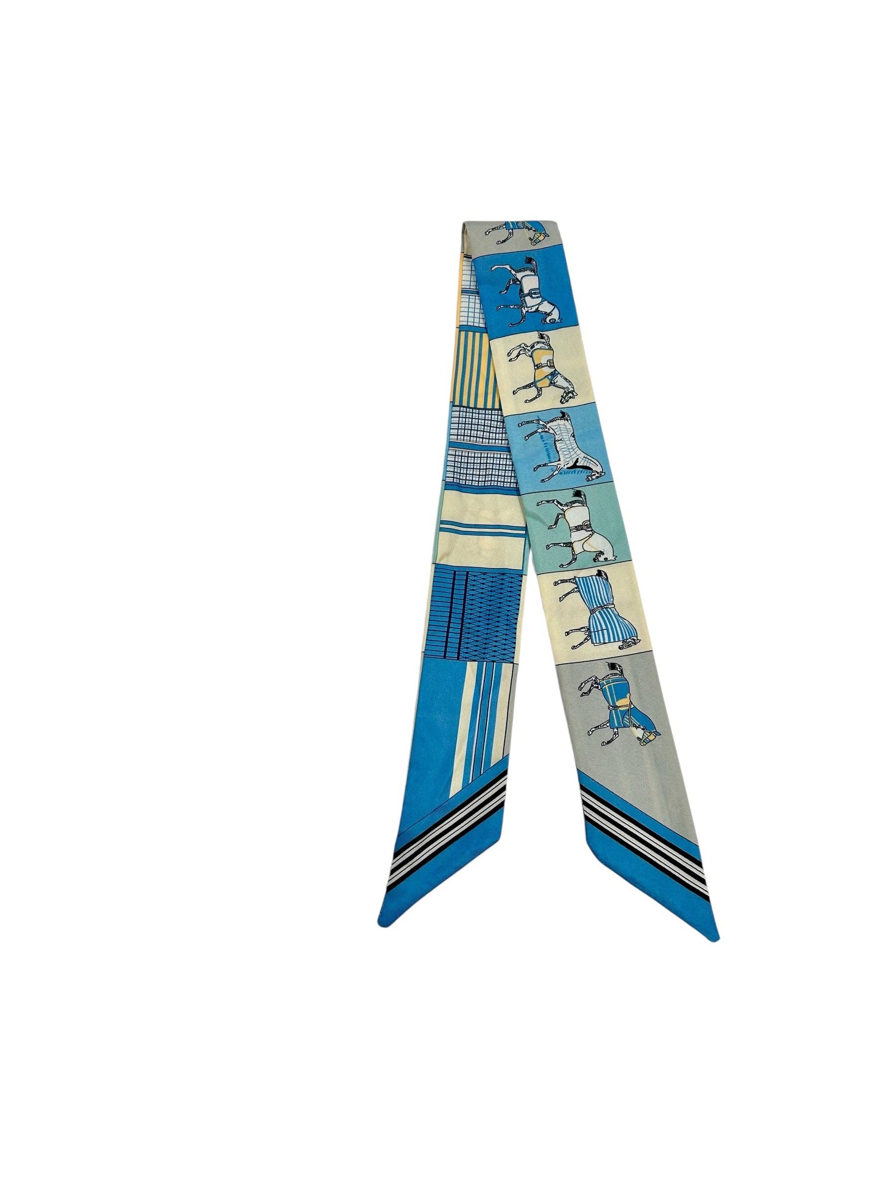 Camel Threads - Wholesale Scarf - Women's - Twilly Scarf (BLUE/YELLOW HORSE )