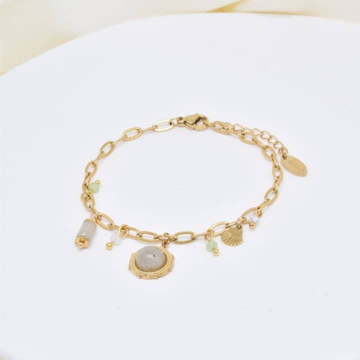 Stainless steel bracelet - BR110297OR-GR for wholesale by Kapyco