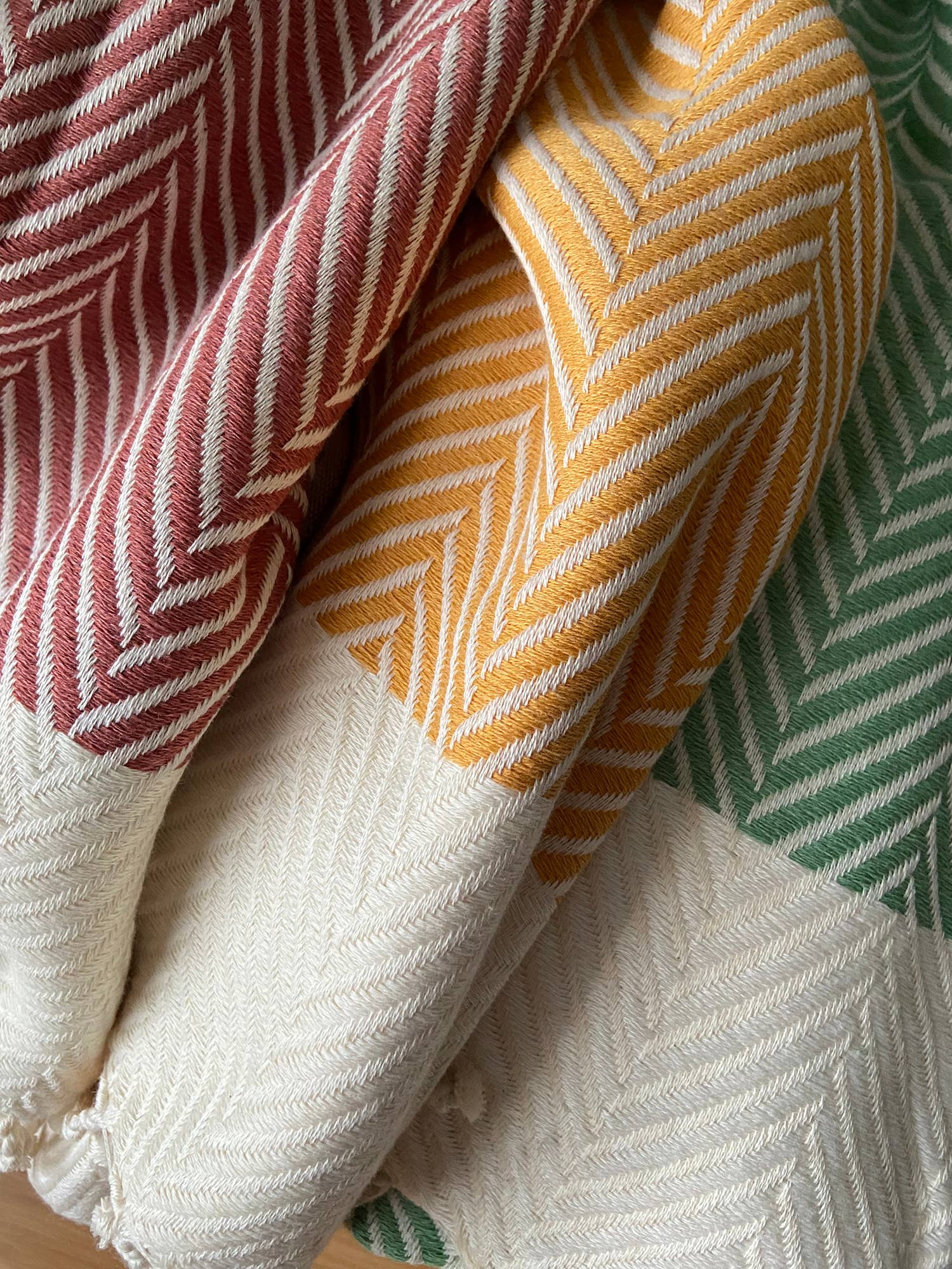 Living Roots – wholesale Throw blanket – HERRINGBONE  Handwoven Cotton Throw Blanket - Green5