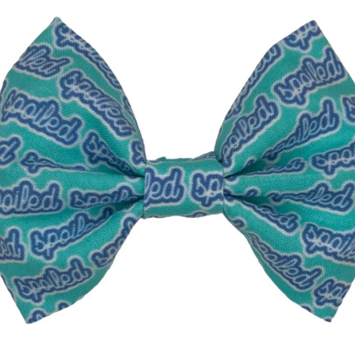 Blue Spoiled Dog Bow for wholesale by Cutie Pawtootie