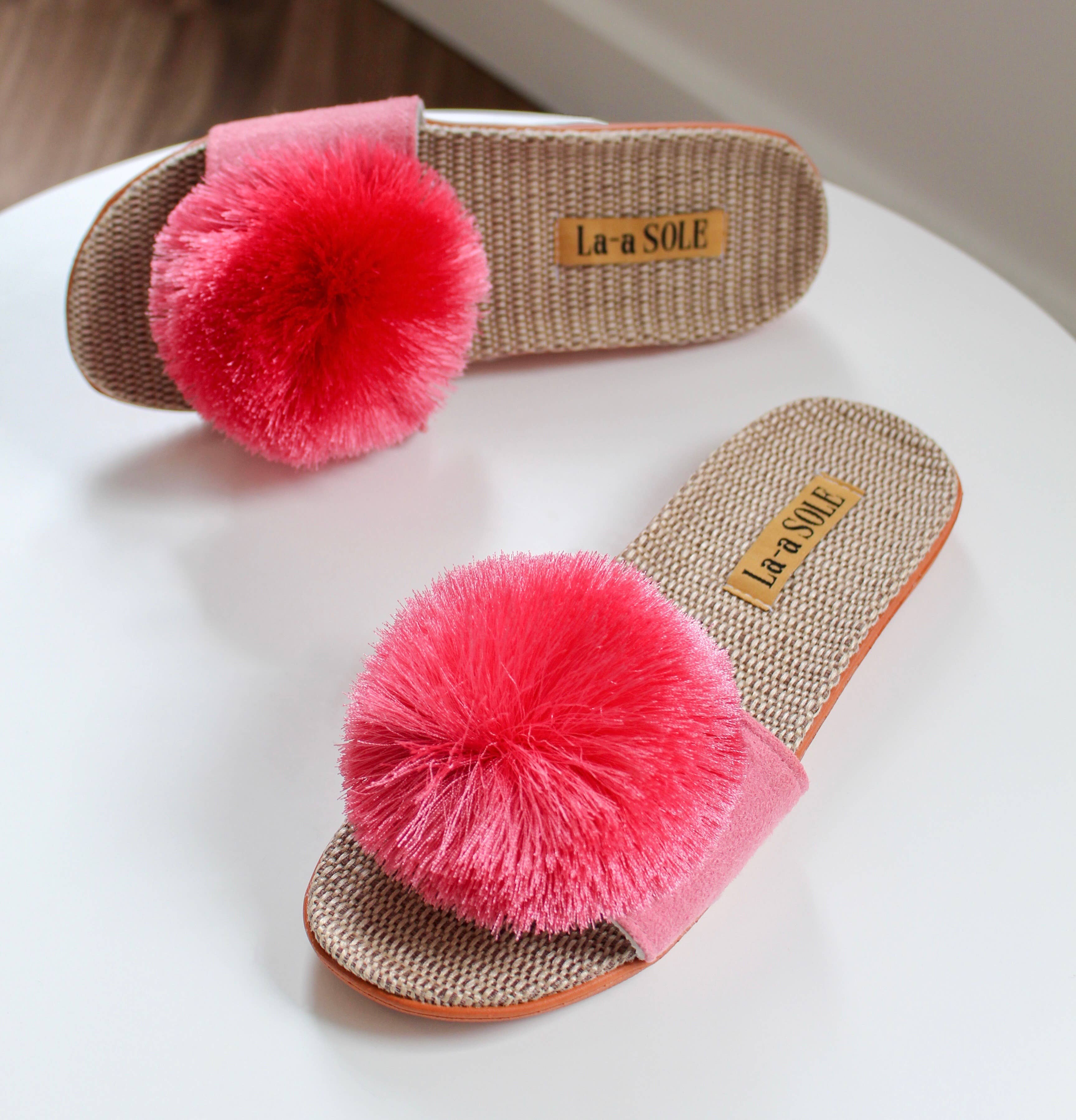 La-a SOLE - Wholesale Slides - Women's - Pom Pom Slides | Fuchsia4
