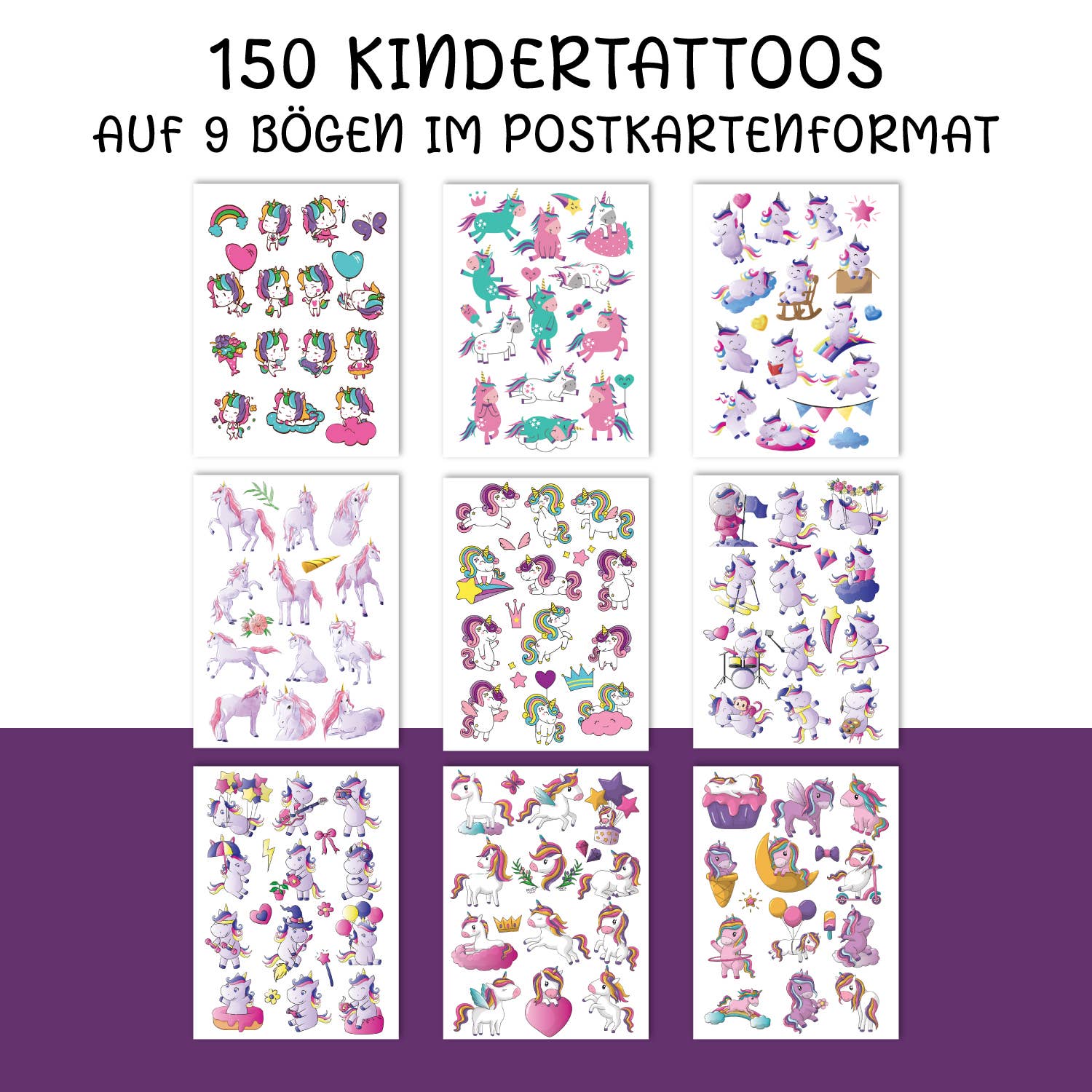 Topulo – Tatuagem temporária - Crianças por atacado – Tatuagens para crianças TOPulo® 150 amigas da pele — magia do unicórnio5