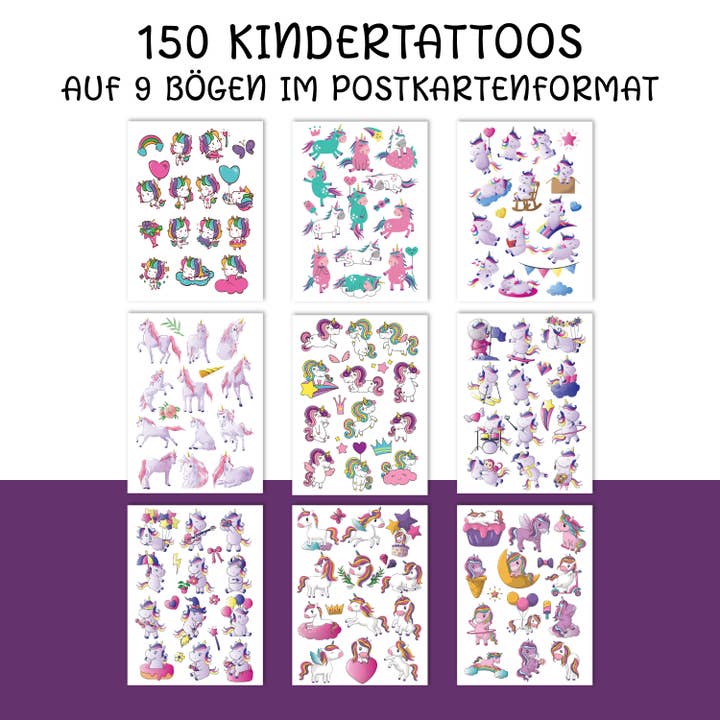 Topulo – Tatuagem temporária - Crianças por atacado – Tatuagens para crianças TOPulo® 150 amigas da pele — magia do unicórnio5