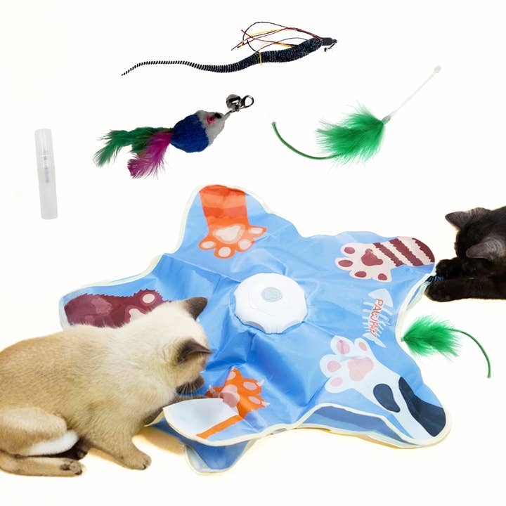 Paw Paw Peek-A-Boo Interactive Cat Toy – 5-Point Feather Hunting Game with Bird Sounds for wholesale by Paw Paw by Jeanne