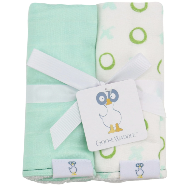 GooseWaddle + Pello – wholesale Raphanddukar set - Baby – 2 PK muslin & frotté tyg rapa tyg XO/mint0