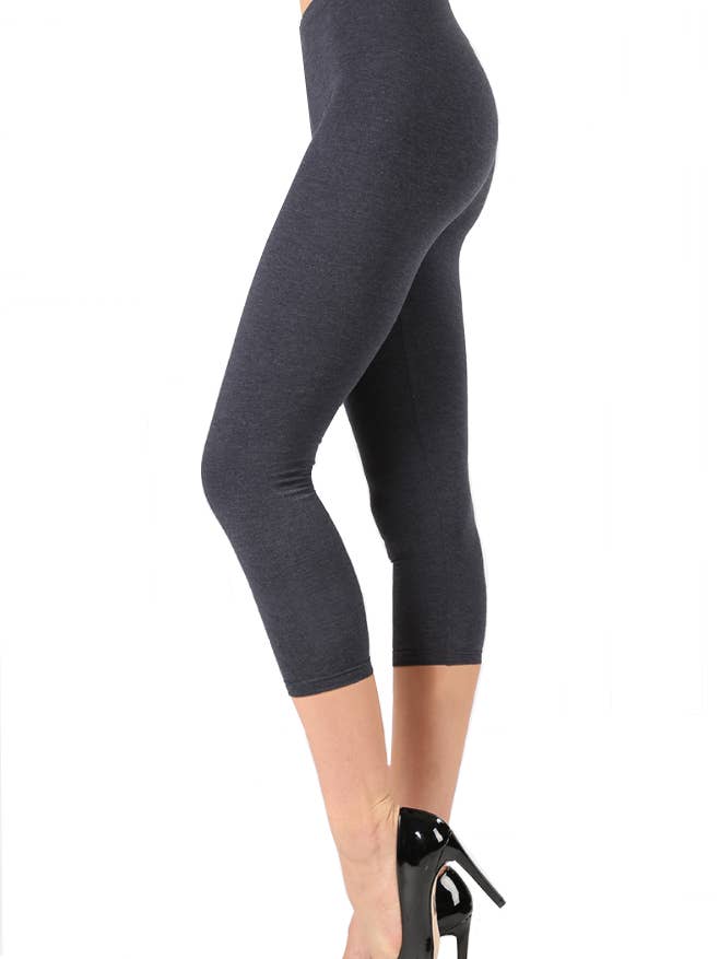 Charcoal Grey 5" High Waist Capri Leggings for wholesale by Comfy Forever