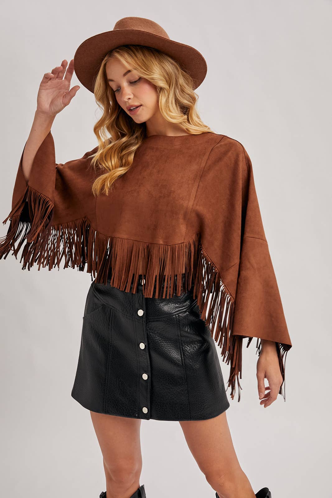 Bluivy - Wholesale Poncho - Women's - WESTERN BOHEMIAN SUEDE FRINGE CAPE16