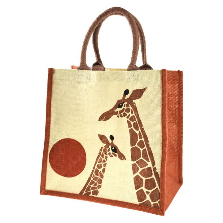 Shared Earth – wholesale Tote bag – Unisex – Jute Shopping Bag, Giraffe 30 x 30cm