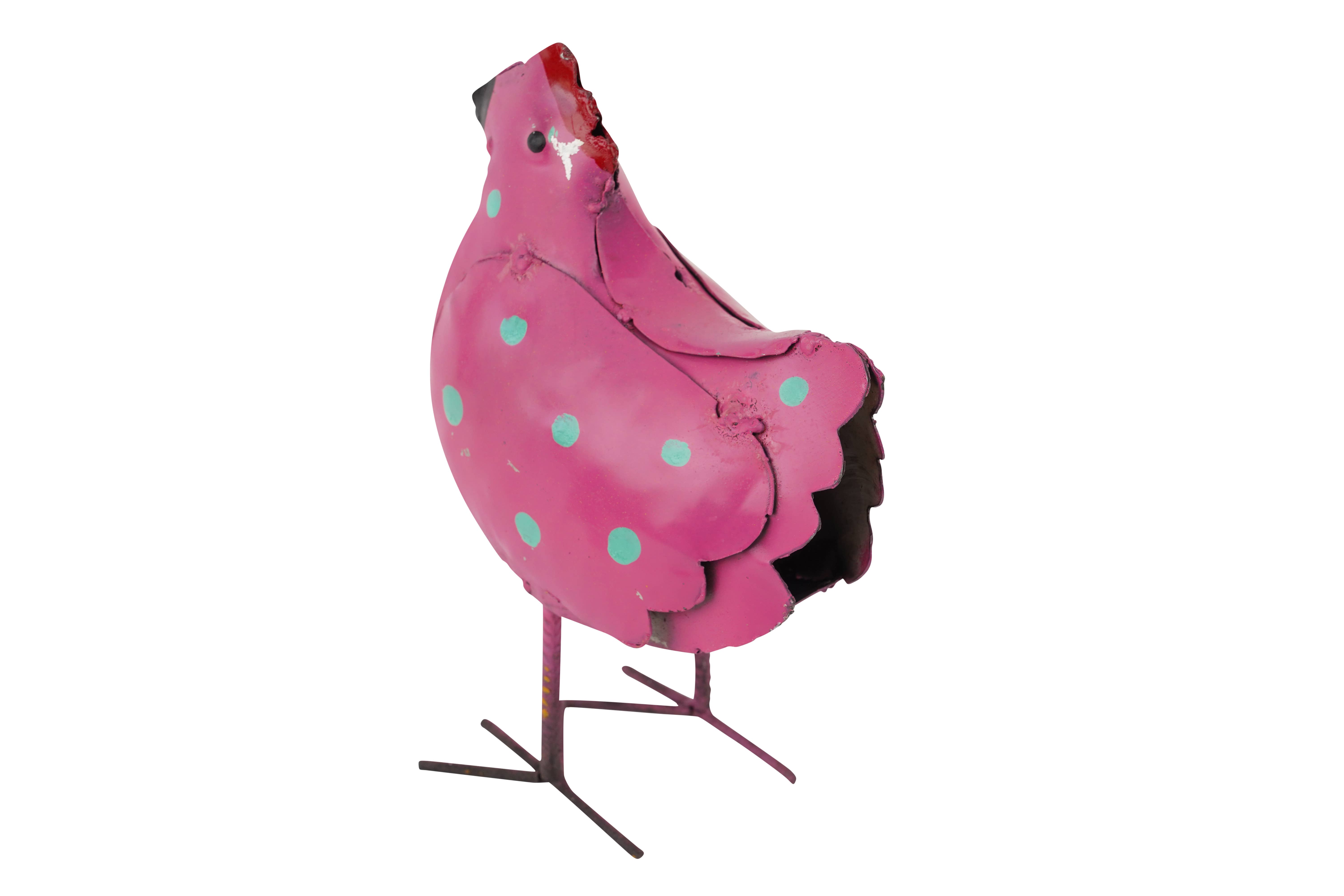 My Amigos Imports - Venta al por mayor Adornos/decoración de exteriores - Pollo de metal con lunares para jardín, mini escultura 20 x 13 x 8 cm10