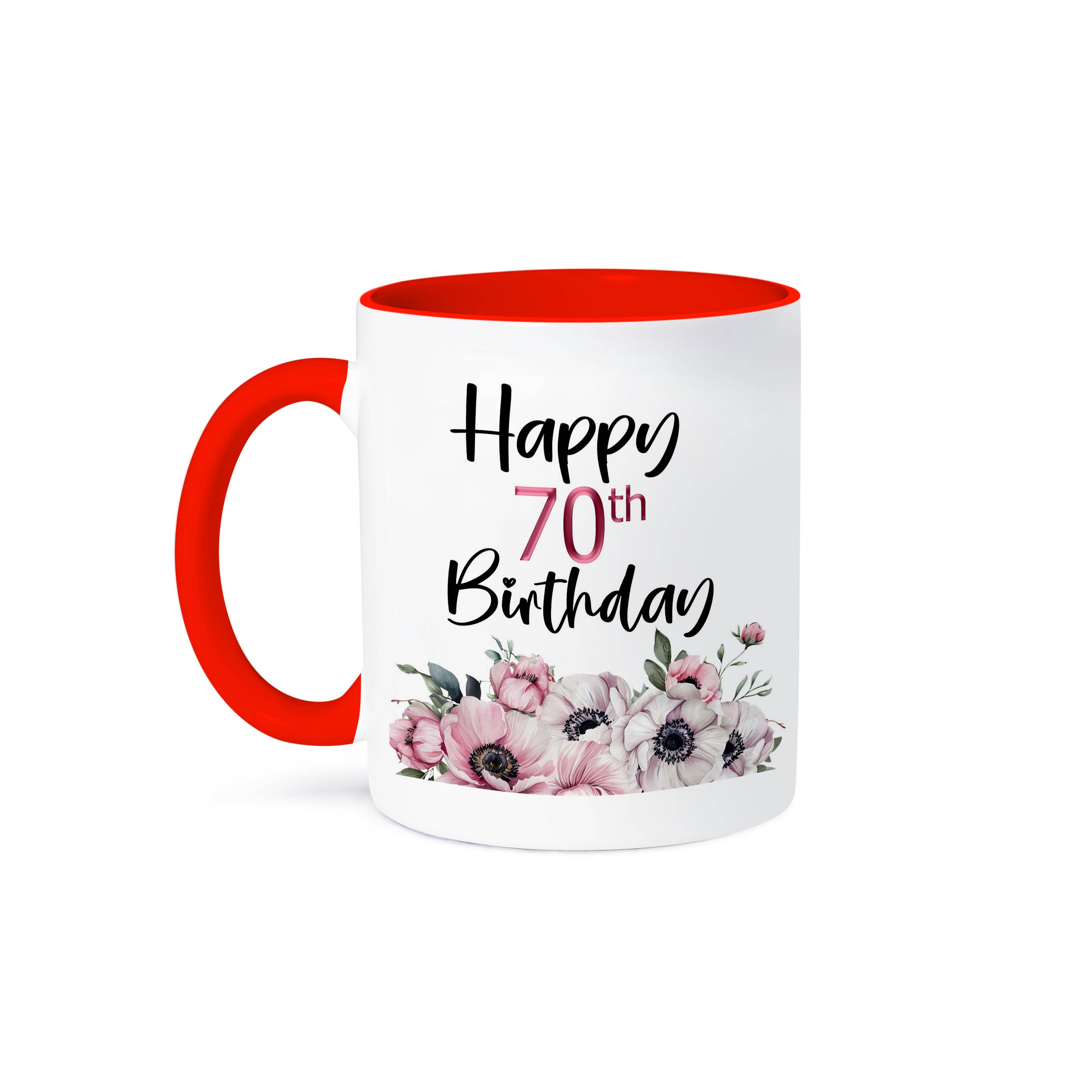 3dRose - Wholesale Coffee Mug - 3dRose, Pink and White Anemone Flowers Happy 70th Birthday, Mug0