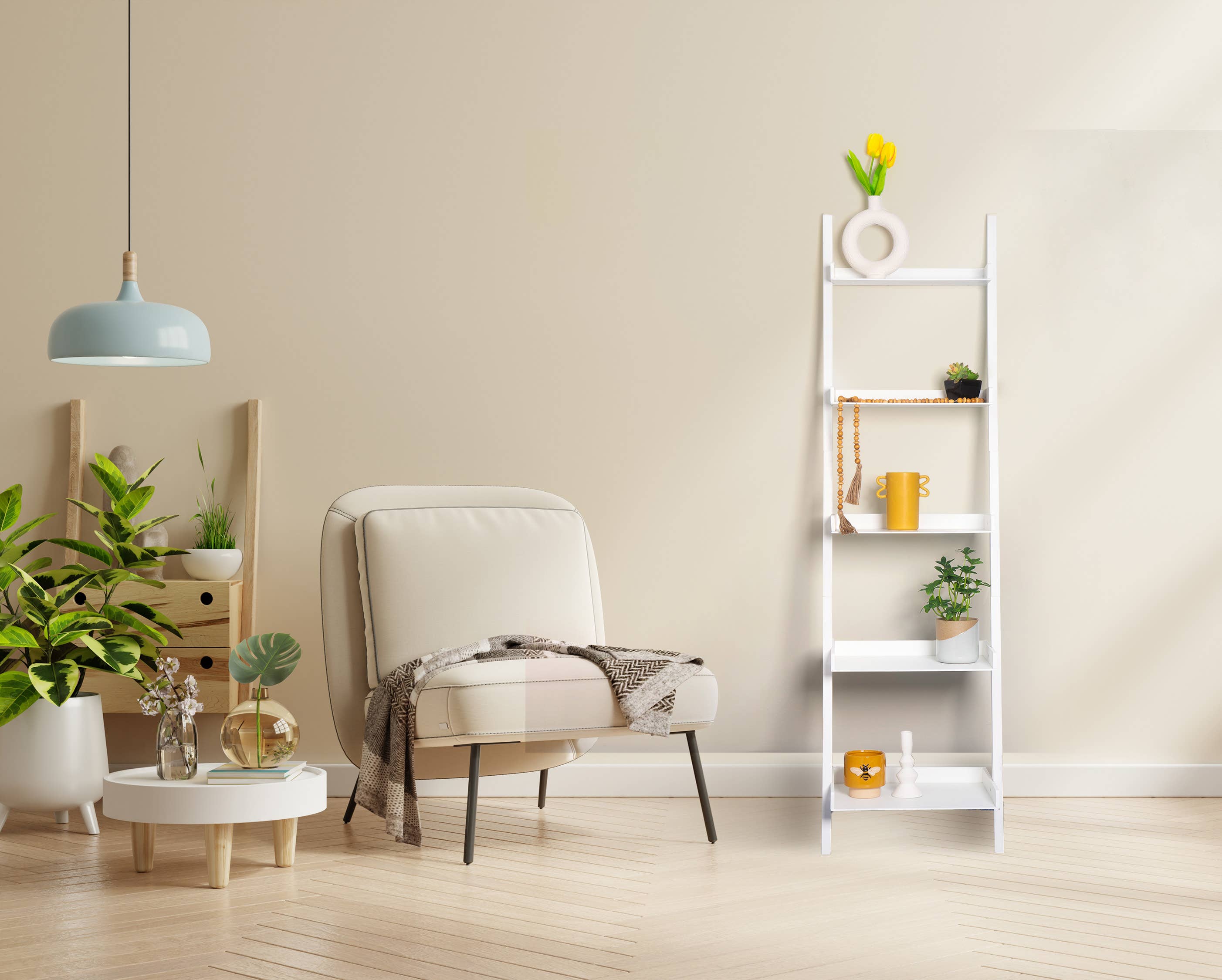 Kiera Grace - Wholesale Free Standing Shelf - Kiera Grace Providence Hadfield 5 Tier Ladder Leaning Shelf3