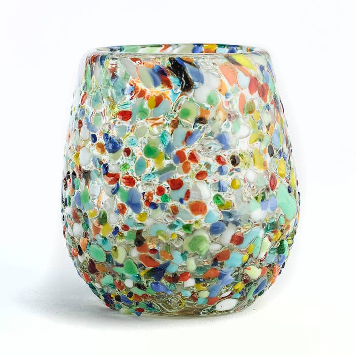 MEXTEQUIL - Wholesale Shot Glass - Hand-Blown Shot Glasses - Set of 4 - 2 Oz- Barrel Confetti