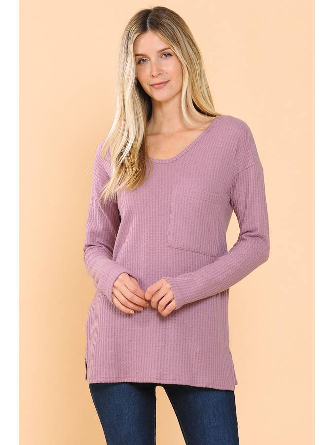 Burgundy Apparel - Wholesale Knit Top - Women's - BASIC KNIT V-NECK LONG SLEEVE TOP24