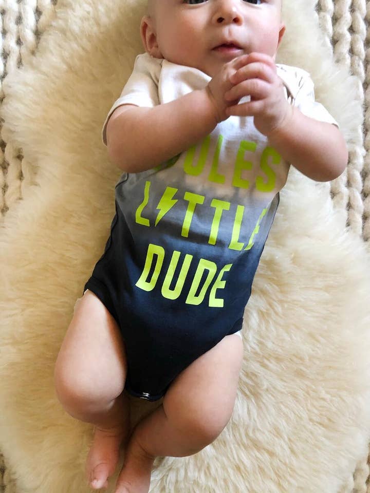 Coolest Dude Dip Dye Onesie for wholesale by Rainbow and Rocket