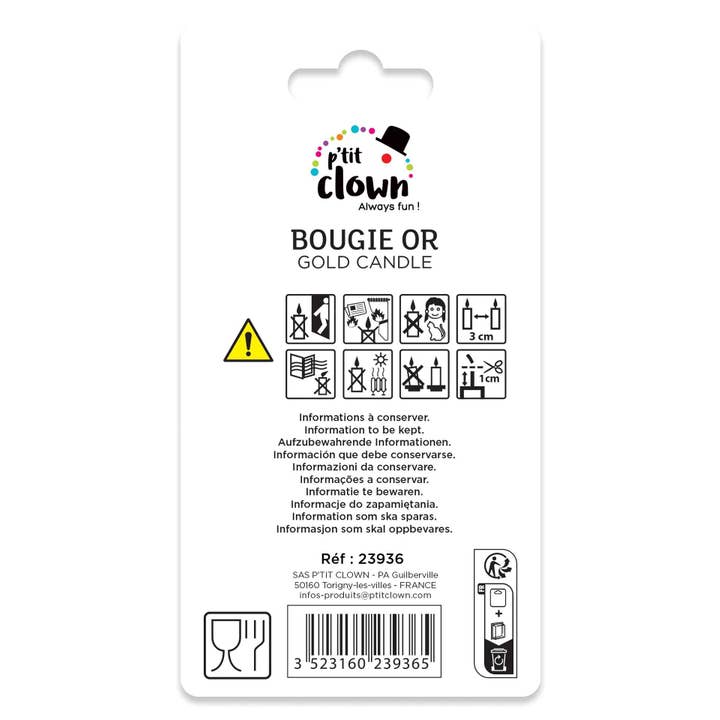 P'tit Clown - Wholesale Cake Candle - Gold Candle - Number 63