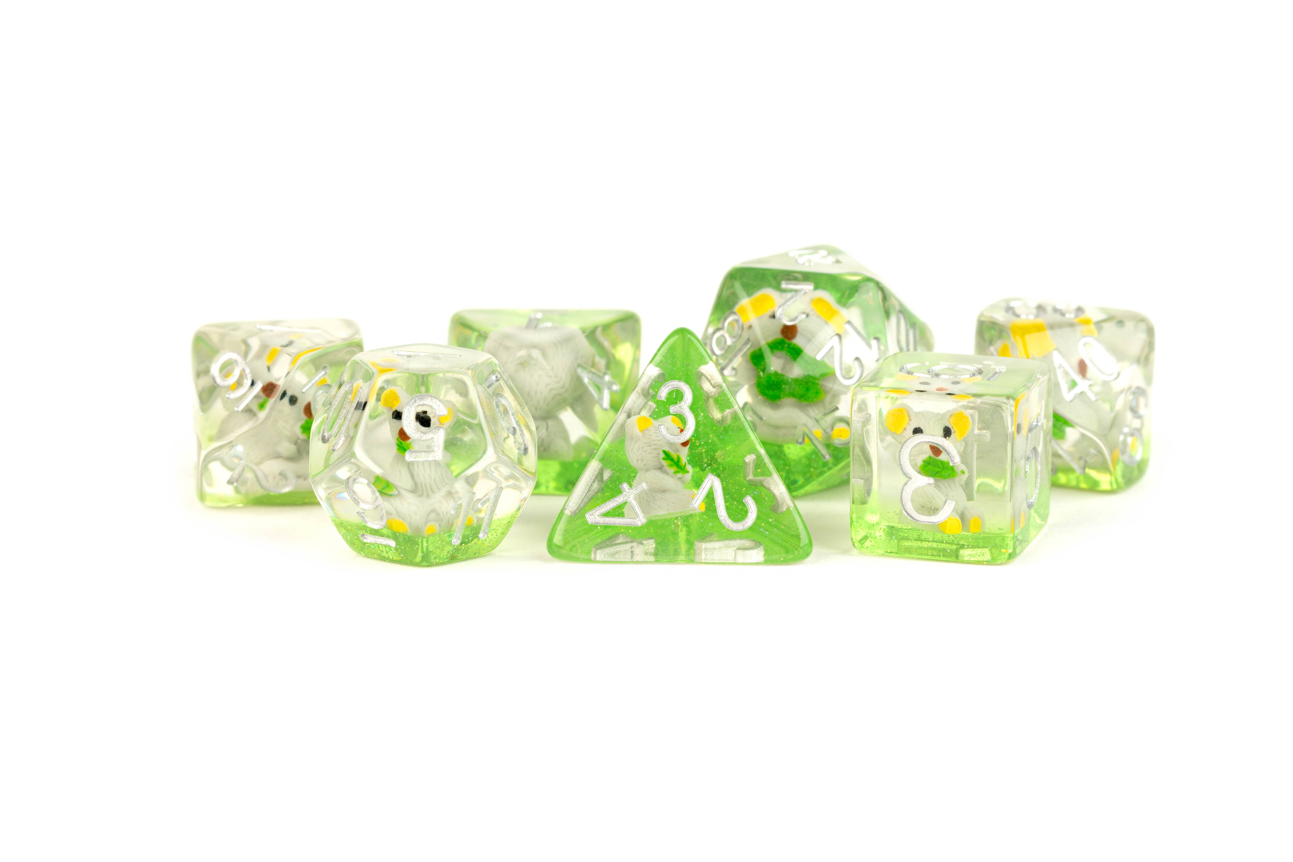 FanRoll by Metallic Dice Games - Wholesale Dice - NEW 13 Inclusion Dice Resin: Penguin, Koala, Dinosaur12