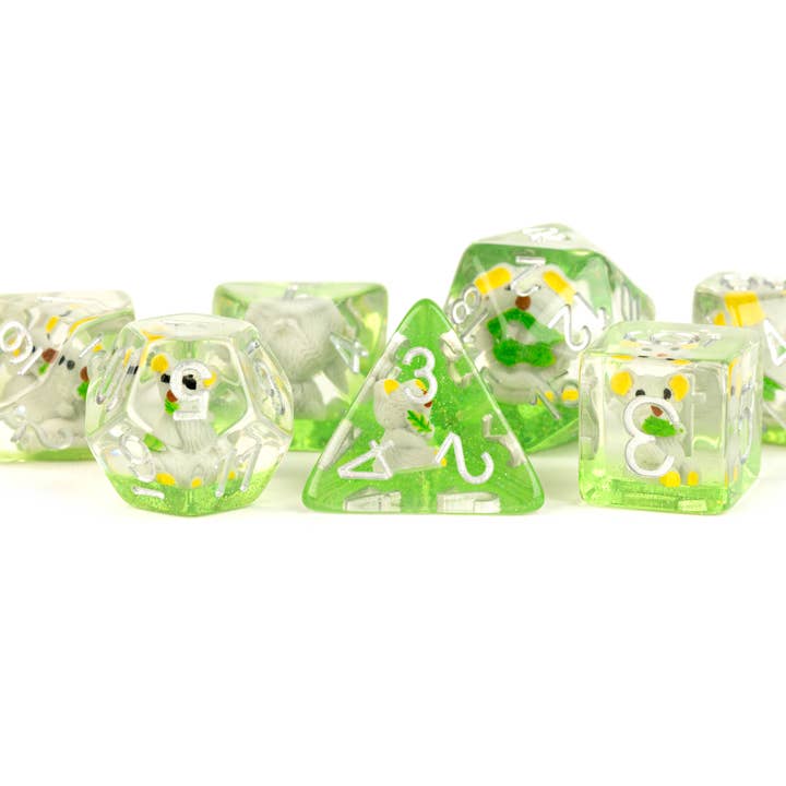 FanRoll by Metallic Dice Games - Wholesale Dice - NEW 13 Inclusion Dice Resin: Penguin, Koala, Dinosaur12