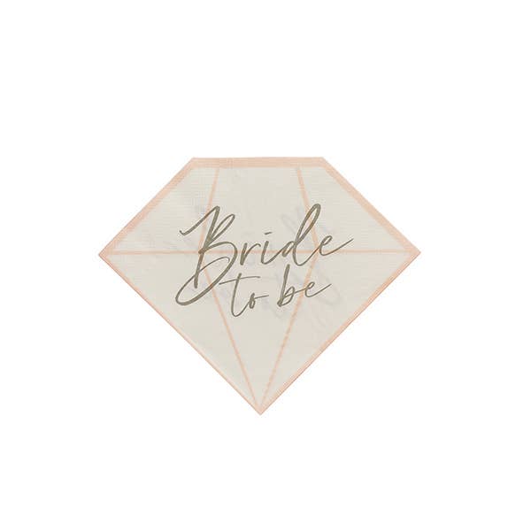 Hootyballoo by Club Green – wholesale Disposable napkin – Diamond 'Bride To Be' Paper Napkins 16 Pack1