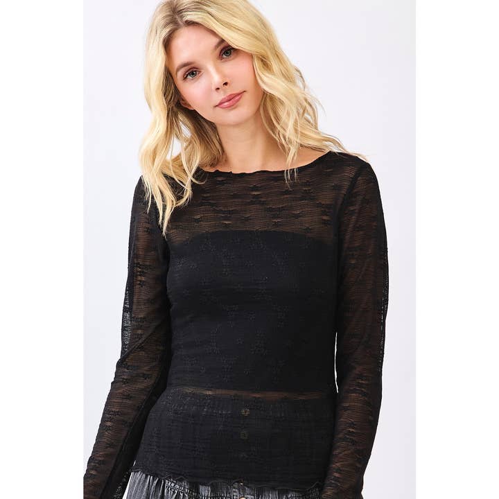 mittoshop - Wholesale Knit Top - Women's - MINI FLORAL LACE BOAT NECK LONG SLEEVE TOP8