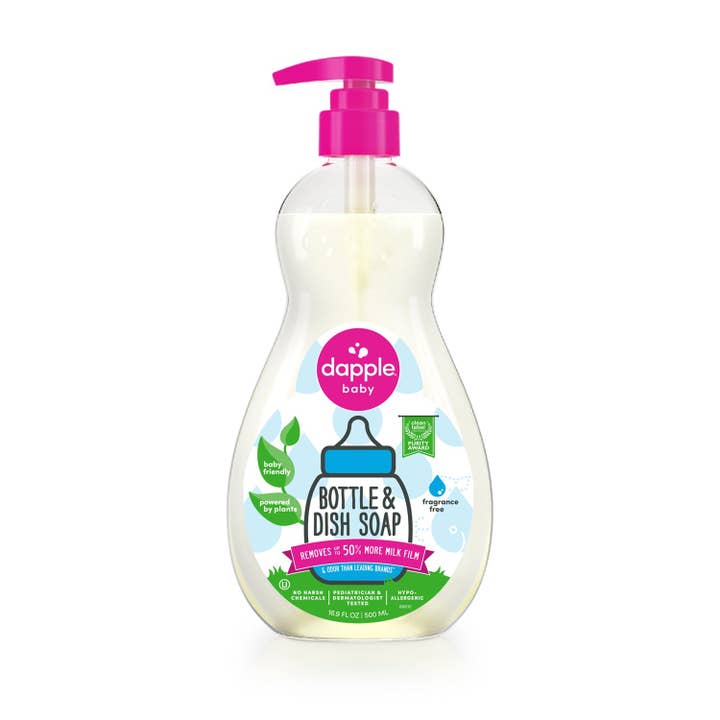 Dapple Baby Bottle & Dish Soap-Fragrance Free 16.9 oz. (Case of 8) for wholesale by Earth Mama Organics