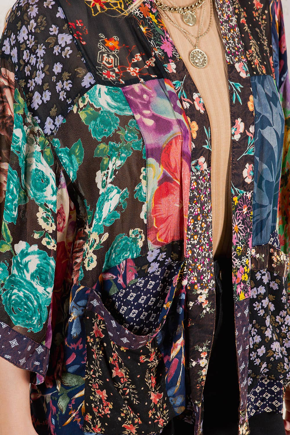 Young Threads - Wholesale Kimono - Women's - Kimono Top In Overdyed Mix N Match Patches - in 7 Color ways29