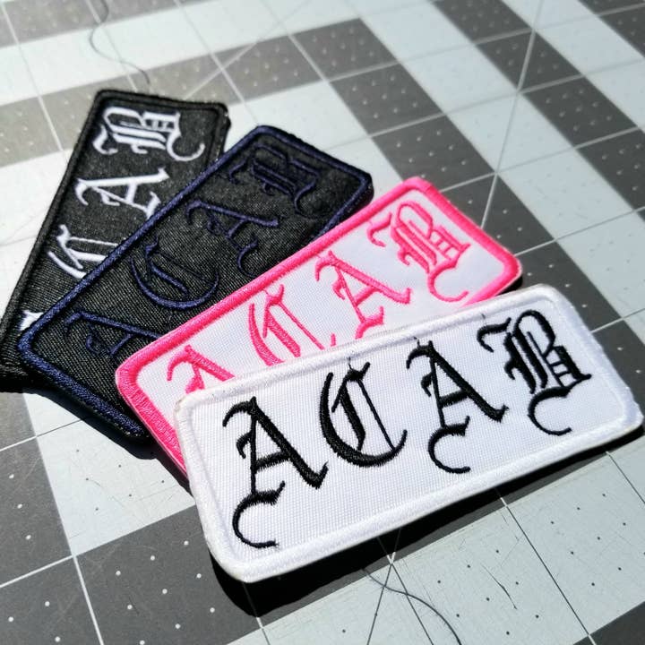 ACAB Embroidered 3.5 inch Iron On/Sew On Embroidered Patch, Multiple Colors for wholesale by Thread By Dawn