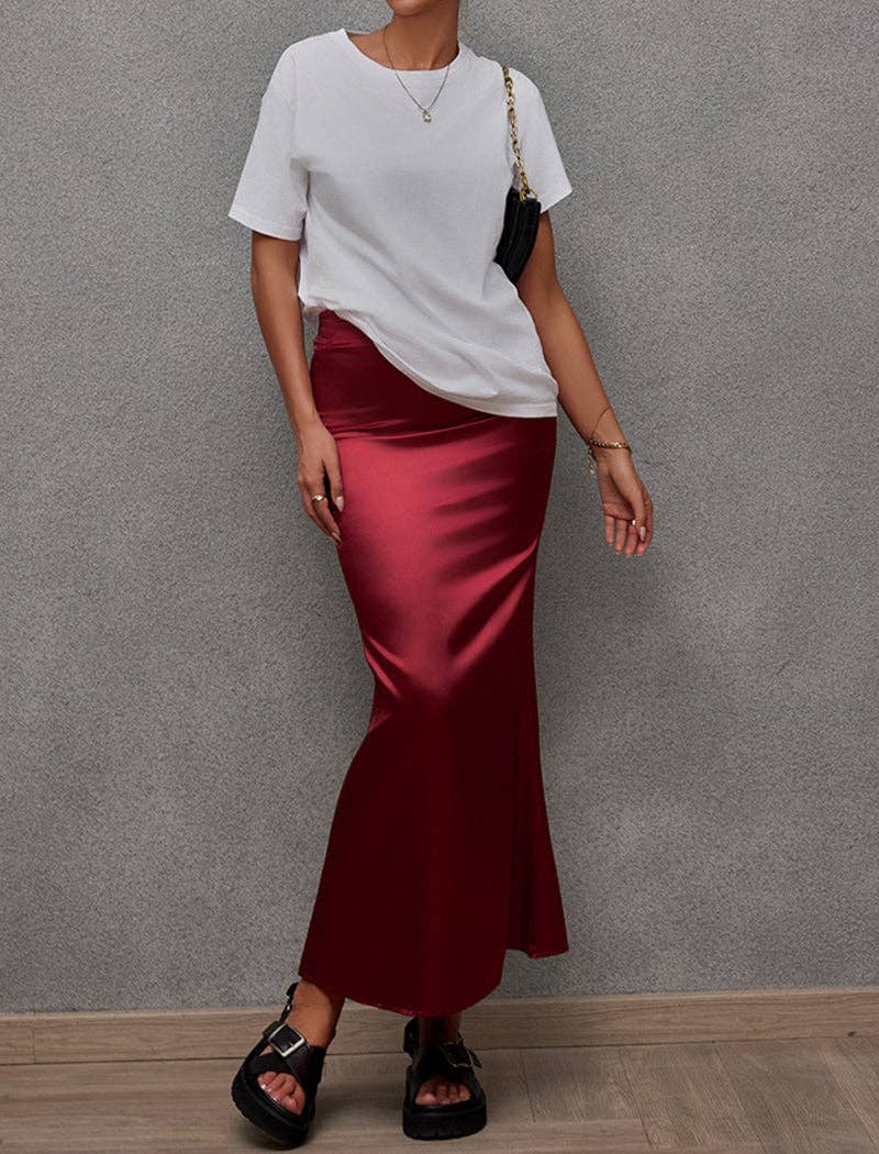 safistyle - Wholesale Skirt - Women's - Casual Satin Maxi Skirt3