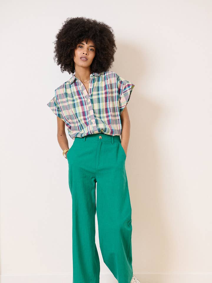 Turquoise High-waisted pants - VICTORINE for wholesale on Faire
