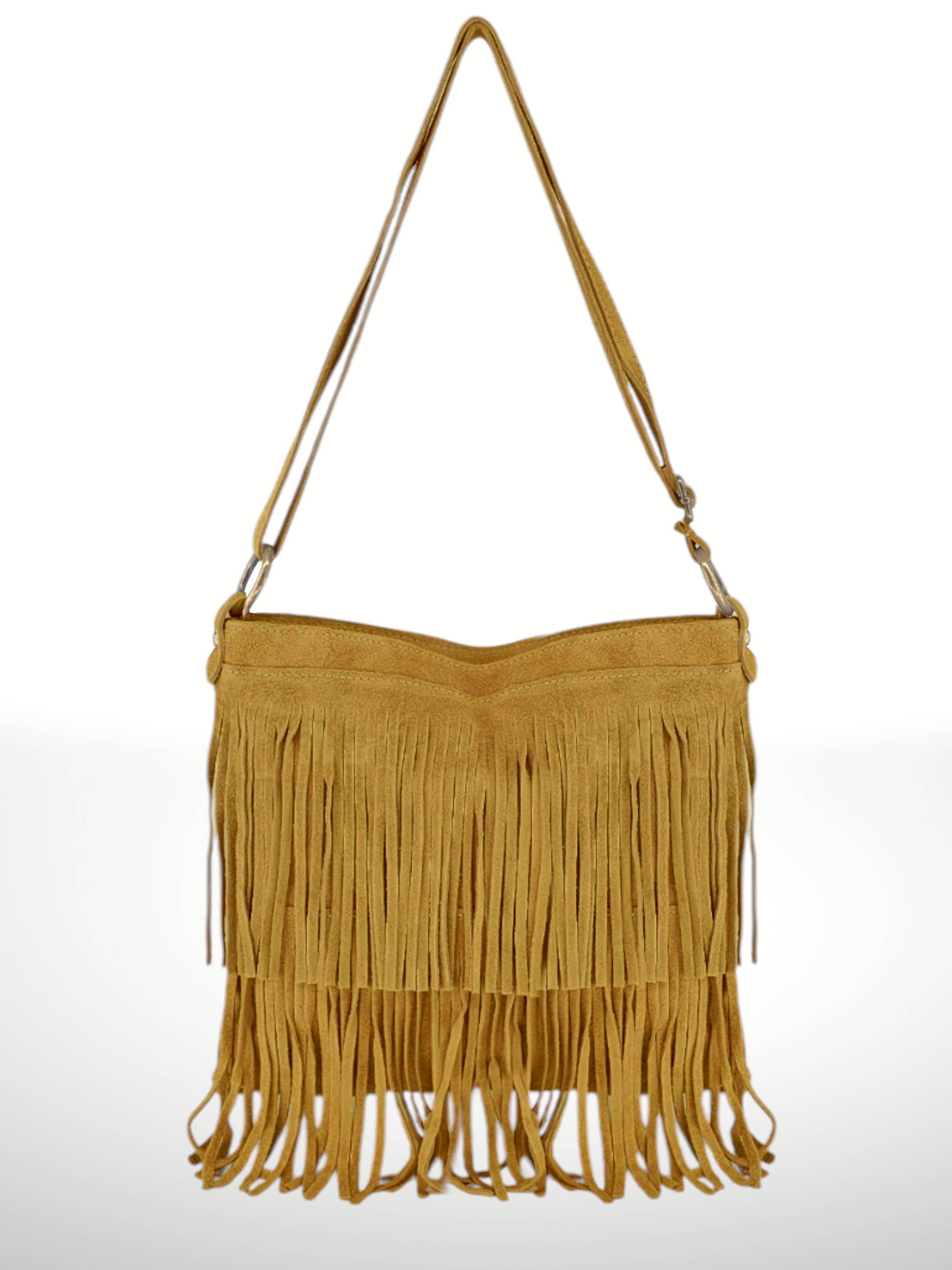 ITALIAN'S LEATHER - Wholesale Crossbodytas - Dames - Suède leren tas Cascade met franjes12