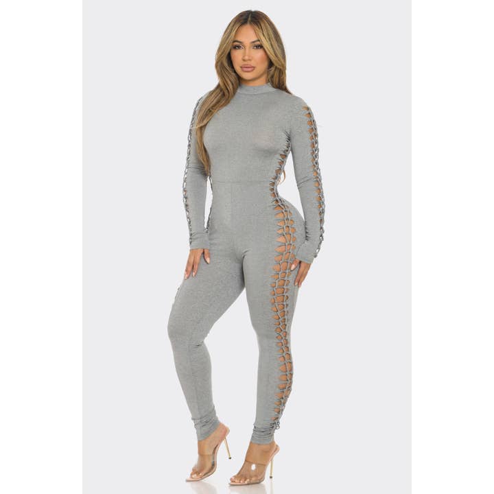 J6309 Macacão Lateral Renda Up por atacado de Uptown Apparel